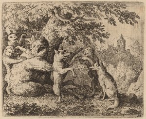 A Medvét és a Farkast üldözik, valószínűleg c. 16451656. alkotó: Allart van Everdingen