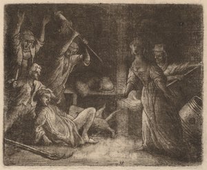 A macska csapdába esett és megvert, valószínűleg c. 16451656. alkotó: Allart van Everdingen