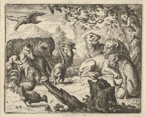 Az Oroszlán tartós békét hirdet az őt körülvevő állatoknak, 1650-75.