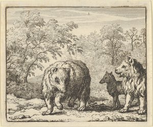 Az oroszlán kiszabadítja a medvét és a farkast, 1650-75. alkotó: Allart van Everdingen
