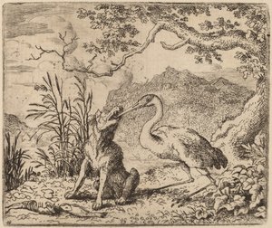 A farkas és a daru, valószínűleg c. 16451656. alkotó: Allart van Everdingen
