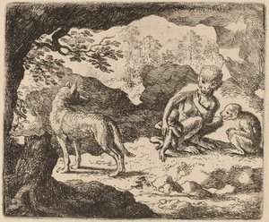 A farkas és a majmok, valószínűleg c. 16451656. alkotó: Allart van Everdingen