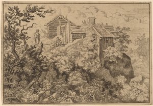 Három házikó a sziklán, valószínűleg c. 16451656. alkotó: Allart van Everdingen