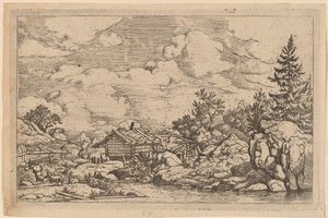 Három kecske a folyónál, valószínűleg c. 16451656. alkotó: Allart van Everdingen