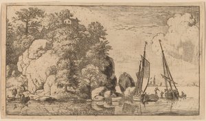Két csónak egy széles folyón, valószínűleg kb. 16451656. alkotó: Allart van Everdingen