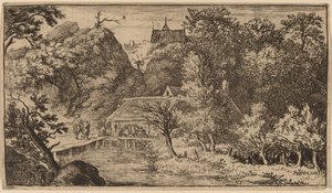 Vízimalom a hegy lábánál, valószínűleg c. 16451656. alkotó: Allart van Everdingen