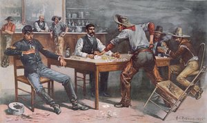 Kártyavita egy western szalonban alkotó: Allen Carter (after) Redwood