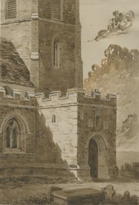 Lichfield - A Szent Mihály-templom északi tornáca: sötétvörös szépia rajz, nd [1842. szept. 9.] (rajz) alkotó: Allen Edward Everitt