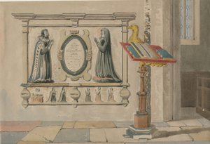 Wednesbury templom – Thomas és Eleanor Parkes emlékműve: vízfestmény, 1843. március 23.