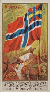 Norvégia, a Flags of All Nations, Series 1 N9, Allen & Ginter Cigarettes Brands, 1887.