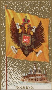 Oroszország, a Flags of All Nations, Series 1 N9, Allen & Ginter Cigarettes Brands, 1887.