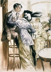 A szerelmesek, Párizs: Moeurs, Costumes et Attitudes 1912-13, 1. évf. 1: Les Bars, 1914-ben (színes litho)
