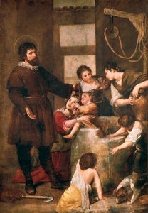 Sevillai Szent Izidor és a kút csodája. Alonso Cano (1601-1667) festménye. 1638-1640. Madrid. Prado Múzeum.
