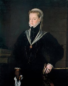 Joanna osztrák főhercegnő (1535-1573), portugál hercegnő portréja - Alonso Sanchez Coello (1531-1588) festménye, olaj, vászon, 1557 körül (116x93,5 cm) - Joanna osztrák főhercegnő portréja (1535-157) ), Portugália hercegnője, Olajra alkotó: Alonso Sánchez Coello
