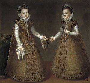 A csecsemők Isabel Clara Eugenia 1566-1633 és a spanyol Catherine Michelle 1567-1597, kb. 1575 alkotó: Alonso Sánchez Coello