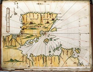 Közép-Amerika és Peru térképe (térkép) alkotó: Alonso de Santa Cruz