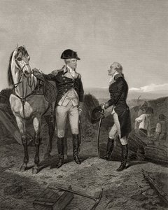 George Washington és Alexander Hamilton első találkozása a „Life and Times of Washington” I. kötetéből, 1857-ben alkotó: Alonzo Chappel