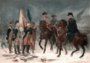 Rall ezredes feladása a trentoni csatában, 1776. december 26., 1858. (olaj, karton)