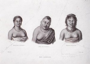 A hawaii főnökök feleségei a Sandwich-szigetekről, 1824 körül (metszet)