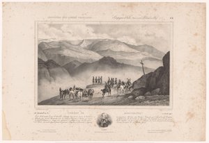 Katonák a montenottei csata előestéjén és Amédée Emmanuel François Laharpe portréja Combat de Montenotte (1796. április 12.) (cím a tárgyon) Emlékek a francia hadseregről (sorozat címe) Souvenirs des armées françaises (Campaigns d