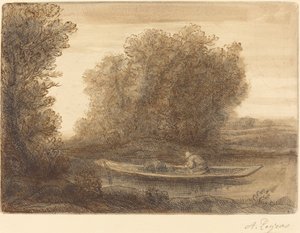 Az Un coin de riviere folyó kanyarulatában. alkotó: Alphonse Legros