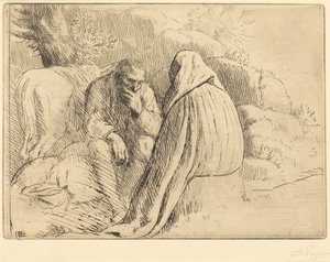 Bohemien Encampment (Cigánytábor) alkotó: Alphonse Legros