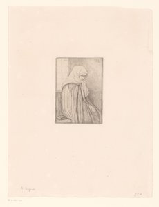 Breton nő fejkendővel alkotó: Alphonse Legros