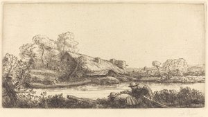 Farm a folyó mentén, amelyet az Evening Light lát alkotó: Alphonse Legros