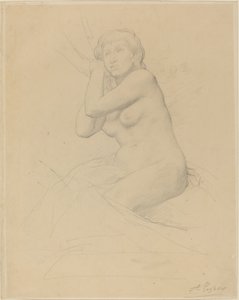 Női meztelenül ülő. alkotó: Alphonse Legros