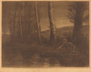 Horgász karikahálóval La peche a la baj. alkotó: Alphonse Legros