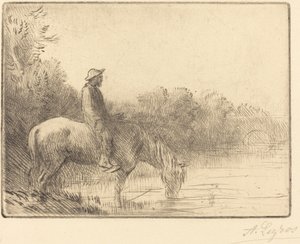 Foring a River (Le gue) alkotó: Alphonse Legros