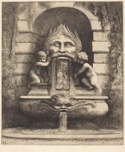 Szökőkút: Groteszk, gyerekek és medence (Une fountaine: Masque, enfants et bassin) alkotó: Alphonse Legros