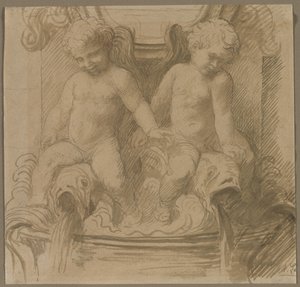 Szökőkút Putti lovagló delfinekkel alkotó: Alphonse Legros