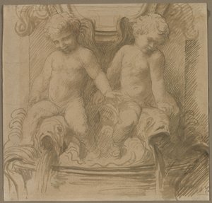 Szökőkút Putti lovagló delfinekkel, 1800-as évek utolsó fele. alkotó: Alphonse Legros