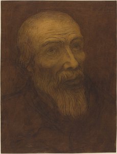 Egy szakállas kopasz férfi feje, 1906. alkotó: Alphonse Legros