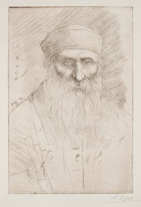 Hosszú szakállú férfi feje. alkotó: Alphonse Legros