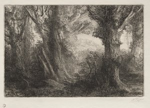 A Conteville-i erdőben alkotó: Alphonse Legros