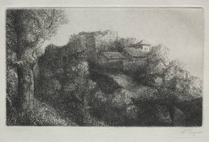 Táj (épületekkel) alkotó: Alphonse Legros