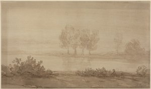 Tájkép - négy fa egy folyón túl alkotó: Alphonse Legros