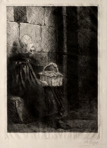Táj Boulogne környékén, a Nő kosaras néven alkotó: Alphonse Legros