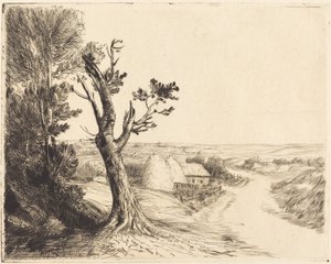 Táj szénakazalokkal (Le paysage aux meules) alkotó: Alphonse Legros