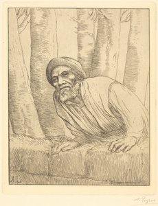 Férfi mászik a falon (Hegymászás) alkotó: Alphonse Legros