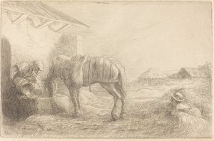 Férfi itató lovat Az ember lovat itat. alkotó: Alphonse Legros