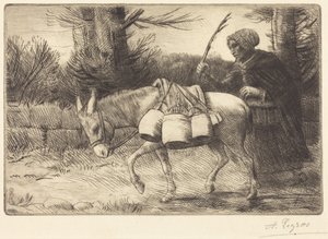Boulogne-i fejőlány, 3. tábla (Laitière à Boulogne) alkotó: Alphonse Legros