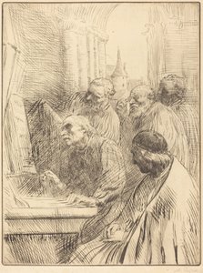 Monks at Church (Szerzetesek a templomban) alkotó: Alphonse Legros