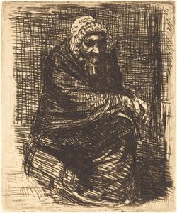 Öregasszony ül alkotó: Alphonse Legros