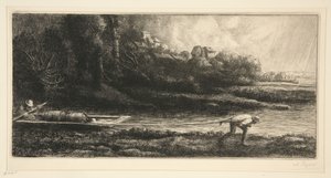 Tájkép csónakban alkotó: Alphonse Legros