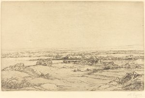 Síkság egy tó mellett alkotó: Alphonse Legros