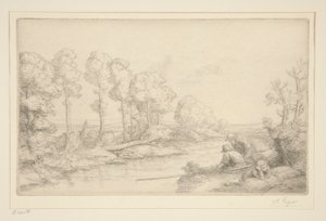 Pihenés a folyó mellett alkotó: Alphonse Legros