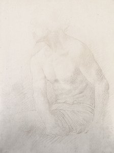 Ülő férfi akt (barna kréta papíron) alkotó: Alphonse Legros